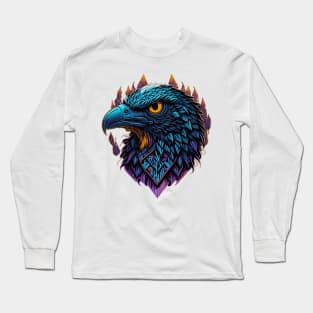 Vibrant Neon Vector Eagle Art Print Long Sleeve T-Shirt